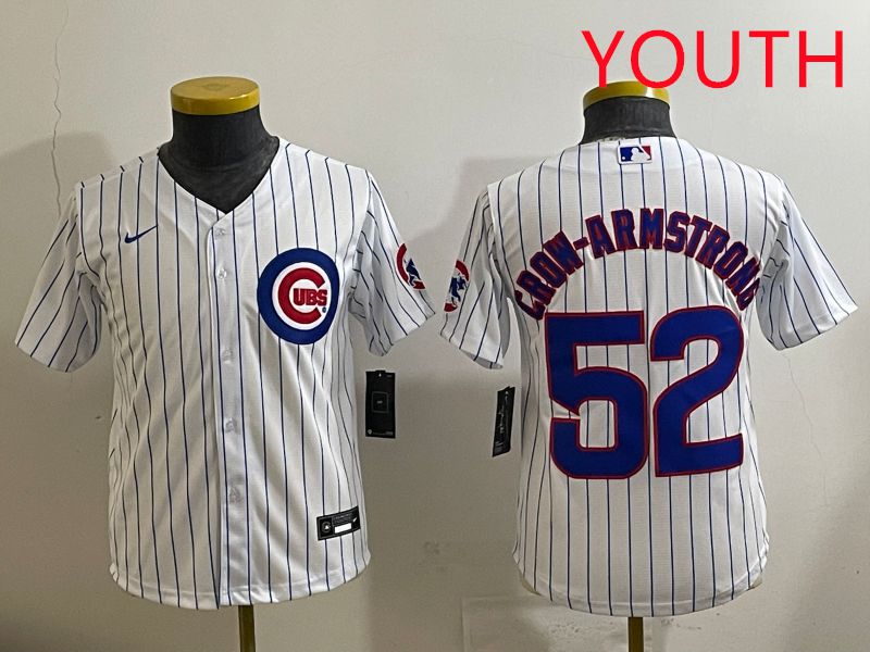 Youth 2025 Chicago Cubs #52 Crow-Armstrong White Stripe Game Nike MLB Jersey style 1->youth mlb jersey->Youth Jersey